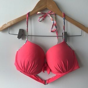 Gilly Hicks Coral Pink Push Up Bikini Top